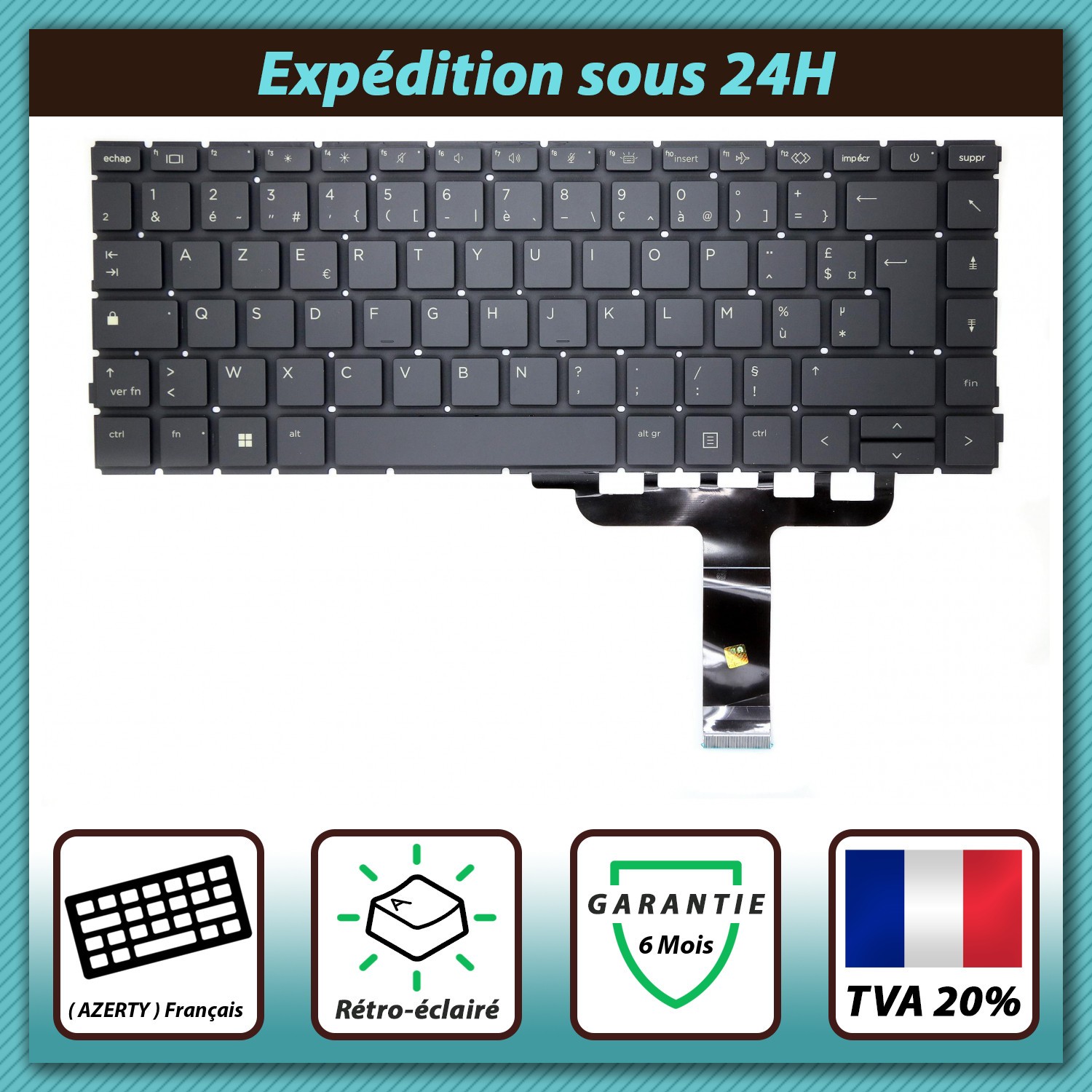 Clavier HP ProBook 440 G8 Rétroéclairé Pièce de Rechange PC Portable AZERTY