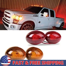 4PCS LED Lights For 99-10 Ford F350 F450 Amber/Red Side Fender Marker Dually Bed