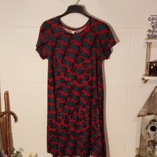 LuLaRoe Red Teal Black Geometric Round Neck S...