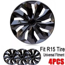 15 Inch Black Wheel Covers Snap On Full Hub Caps Fit R15 Tire Steel Rim 4pcs 15 Inch Black Wheel Covers Snap On Full Hub Caps Fit R15 Tire Steel Rim 4pcs