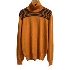 HERMES Turtleneck Wool Knit Sweater Size M Orange mens USED
