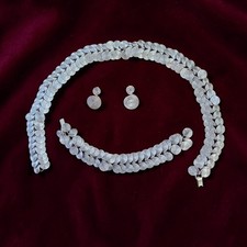 Vintage Egyptian Hand-coiled Chains Necklace Bracelet Screw-back Earrings