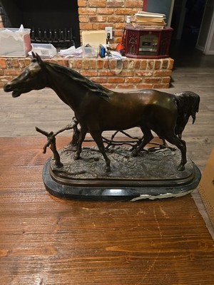 P. J. Mene Bronze Horse Statue w/marble Base 27.2 Lbs