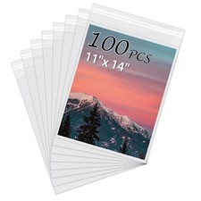 100Pack Acid-Free Photo Sleeves Crystal Clear Storage Bags for 11x14 Print