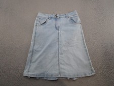 Christopher  Banks Denim Skirt Blue Jean A-Line Pleated Knee Length Size 6 Y2K