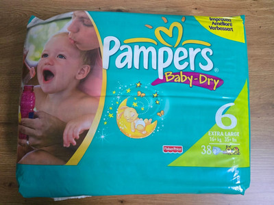 38 Vintage Pampers Baby Dry 6 Windeln Alte Windel 16+ KG Little People 2009