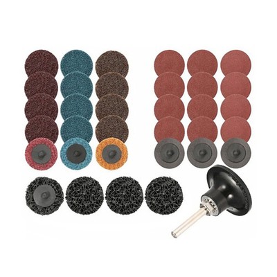 35 Stck. 50 mm Roll Lock Schleifscheiben-Set Typ R Schnellwechsel 2 Zoll Matrize Schleifpads