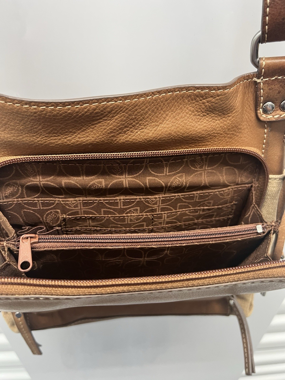 Fossil Striped Patchwork Leather Patchwork Crossb… - image 10