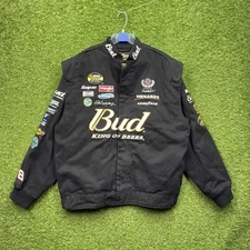 Vintage Budweiser NASCAR Racing Jacket Mens Large Dale Earnhardt JH Design y2k