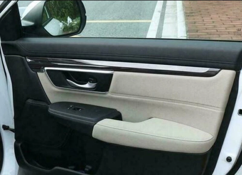Painel interno de porta de aço inoxidável preto moldura tira acabamento para Honda CR-V CRV 2017-2021 - Imagem 3 de 4
