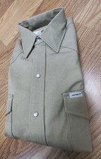 Vtg 87 NOS Carhartt Mens Tan Long Sleeve Western Brown Pearl Snap Shirt 15.5x35