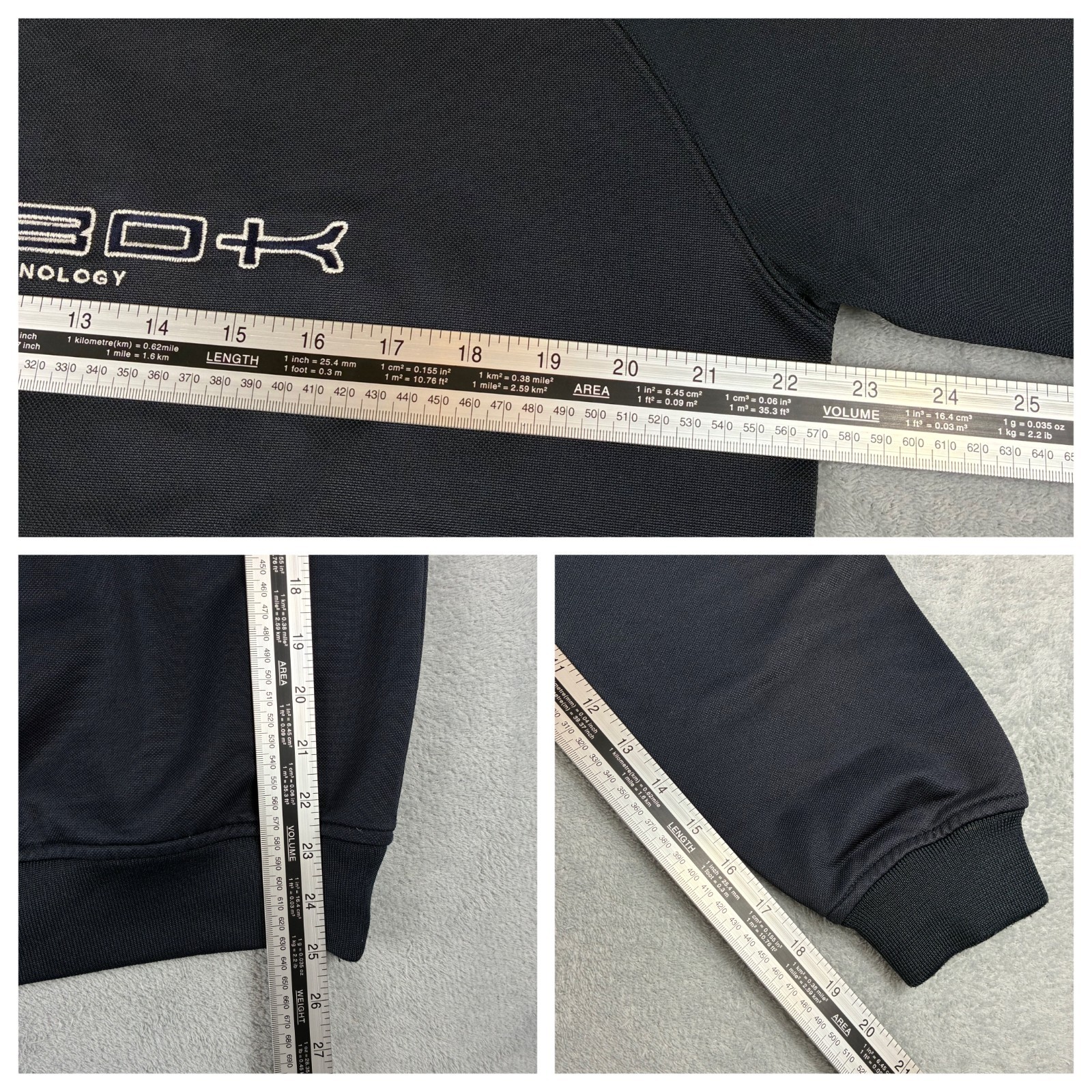 Vintage Reebok Technology 2000's Navy Blue Spellout Waffle Size Small Sweatshirt image 6