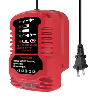 Compact 20V 2A Bauer Battery Charger Replacement with LED Status Indicator