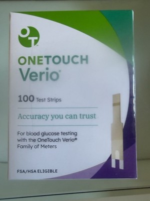 OneTouch Verio Glucose Blood Test Strips - 100 Count Exp 06/30/2027