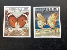 ICOLLECTZONE Central Africa 1132, 1136 imperf  Butterflies XF NH (1)