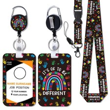 Autism Awareness Lanyards for ID Badges, It's Ok to Be Different Autism Lanya...