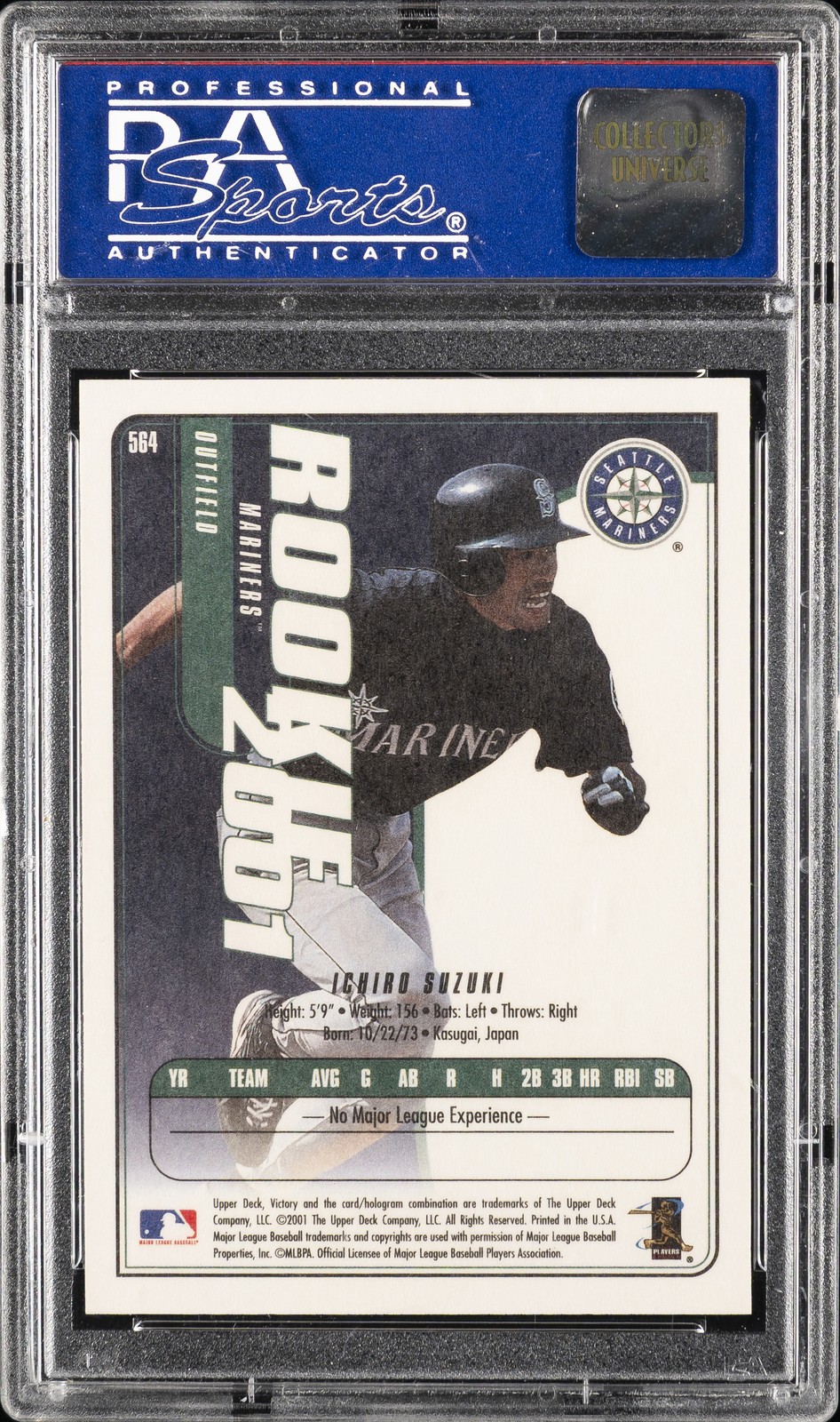 2001 UD VICTORY #564 ICHIRO SUZUKI ROOKIE RC PSA 10 view 2