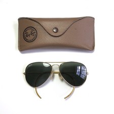 Vintage 1980s B L Ray Ban Bausch  Lomb Gold Aviator Sunglasses Outdoorsman