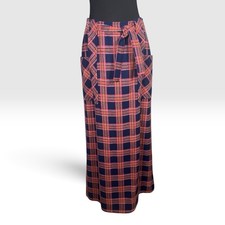 Vintage Pendleton Wool Maxi Skirt 16 Plaid Belted Pockets USA 28" Waist