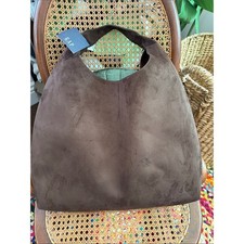 NWT GAP Chocolate Brown Vegan Faux Suede Slouchy Hobo Tote Bag