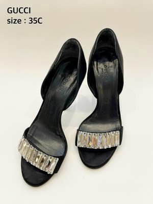 Seltene GUCCI Velour & Crystal Heels 35C (US 5) Elegante Party Schuhe