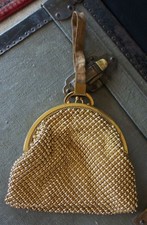 Whiting  Davis Co vintage gold mesh handbag with wristlet excellent condition
