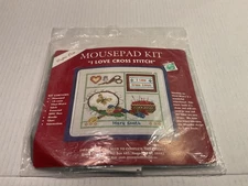 Mousepad Cross Stitch Kit  "I Love Cross Stitch" by Crafter's Pride