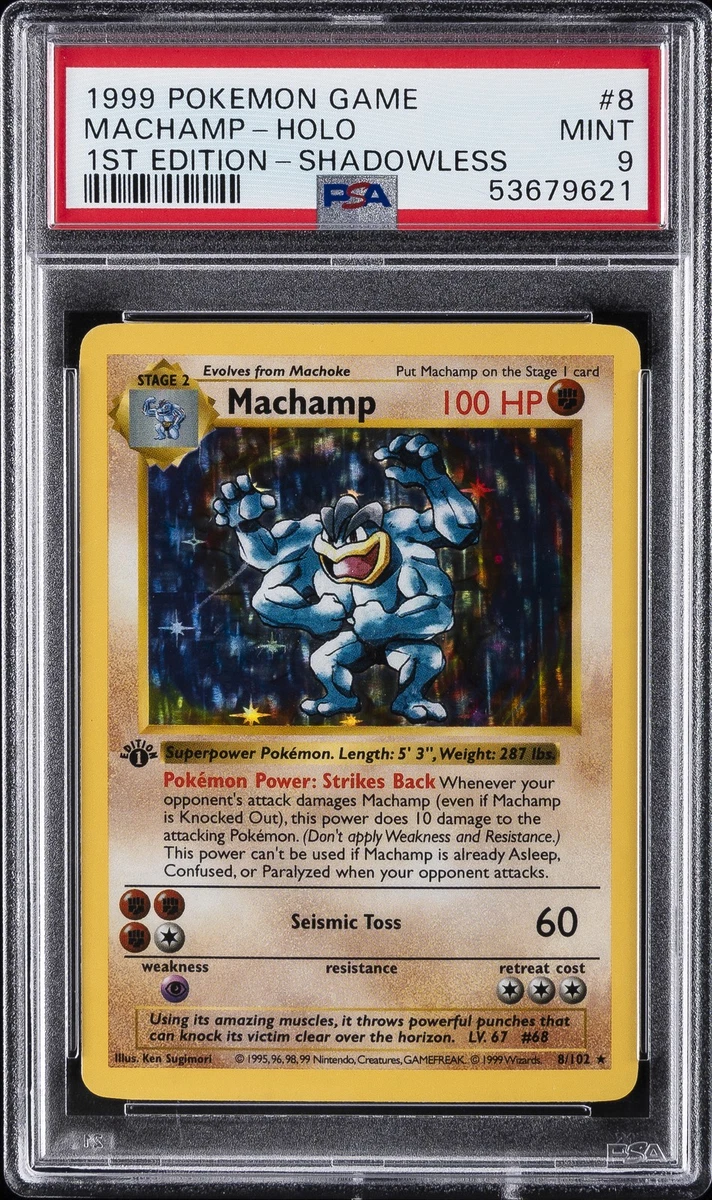Pokémon TCG Base Set Machamp Grade 9 Individual Collectible Card
