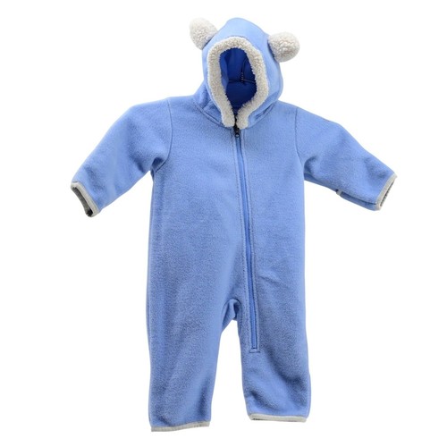 Columbia Baby Fleece Bunting Snowsuit Hooded Bear Ears Blue 3-6 Months Ski Kids