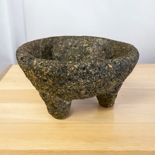 Vintage 6'' Molcajete Lava Volcanic Mortar Stone Pestle Mexican Handmade Grinder - Picture 2 of 16