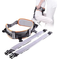 Gait Belt with 7-Pivot Handle & Thigh Strap – Lift Assist (Orange, L)