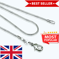 Genuine 925 Sterling Silver Snake Necklace Chain Cord Choice of Width & Length