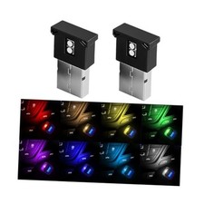 2PCS Car Mini USB LED Light, 8 Colors Type A Vehicle Plug-in Type A/2PCS