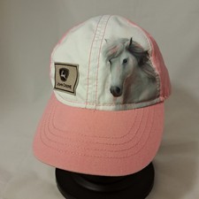 John Deere Girl's Stretchy Cap Horse Graphic Pink White Size Toddler OS Logo