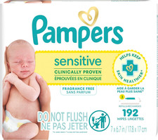 Baby Wipes Sensitive, Water Based Wipes, Hypoallergenic and Unscented Wipes, 192