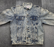Giacca denim vintage propaganda lavaggio acido - made in USA - colletto in corda - anni 80/90 - M