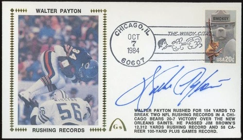 Walter Payton Autographed FDC Gateway Cachet 10/7/84 JSA CK72123