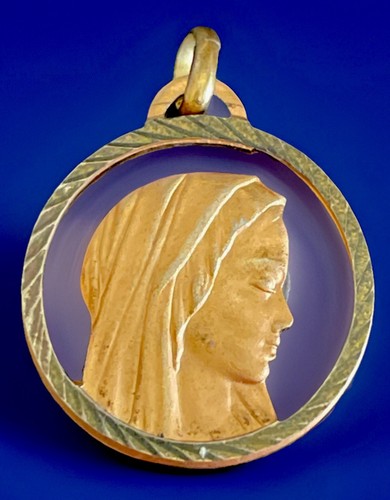 Vintage Catholic Our Lady Of Lourdes Gold Tone Religious Medal France ...