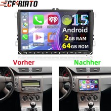 9" Autoradio Android 15 Carplay GPS Navi 2+64GB BT Für VW Passat B6/3C 2005-2010
