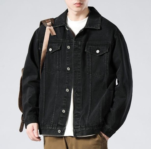 Men's Denim Coat Lapel Loose Single-breasted Long Sleeve Cargo Casual Jackets - Bild 17 von 24