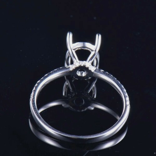 14K White Gold Oval 9x7mm Real Natural Diamond Solitaire Her Ring Bridal Setting - Picture 7 of 7