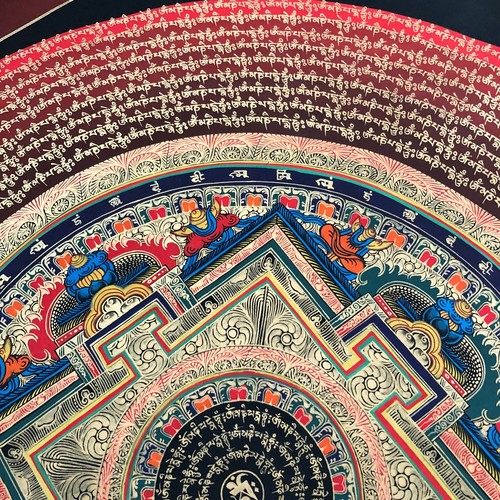 Gebetsmantra Mandala Thangka, handgefertigte tibetische Kunst für Meditation, Yoga, Deko - Bild 2 von 9