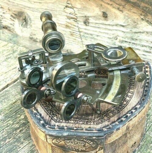 Large Sextant in Genuine Leather Box Unique Nautical Navigators' Delight: 4.5" - Picture 2 of 8