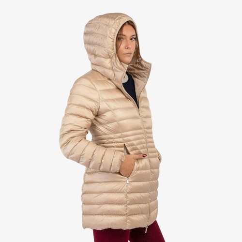 Piumino Lungo con cappuccio Donna Ciesse Piumini Kalie CFWC10605 Beige Reversibi - Picture 5 of 5