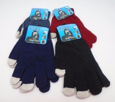 Soft Knit Unisex Touch Gloves One Size 4 Pack Black, Navy, Blue, Red 104H
