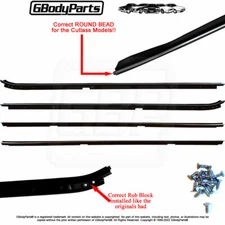 81-88 Cutlass H/O 442 Correct Round Bead OE Style Window Felt Dew Sweep Set 4pc