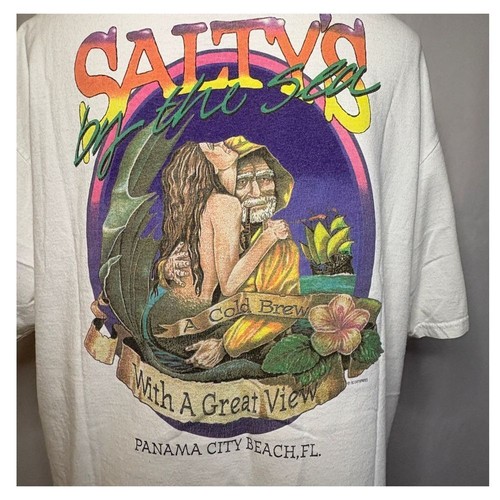 Vintage 90's Salty's By The Sea Panama City Beach Bar Single Stitch T-Shirt  XL