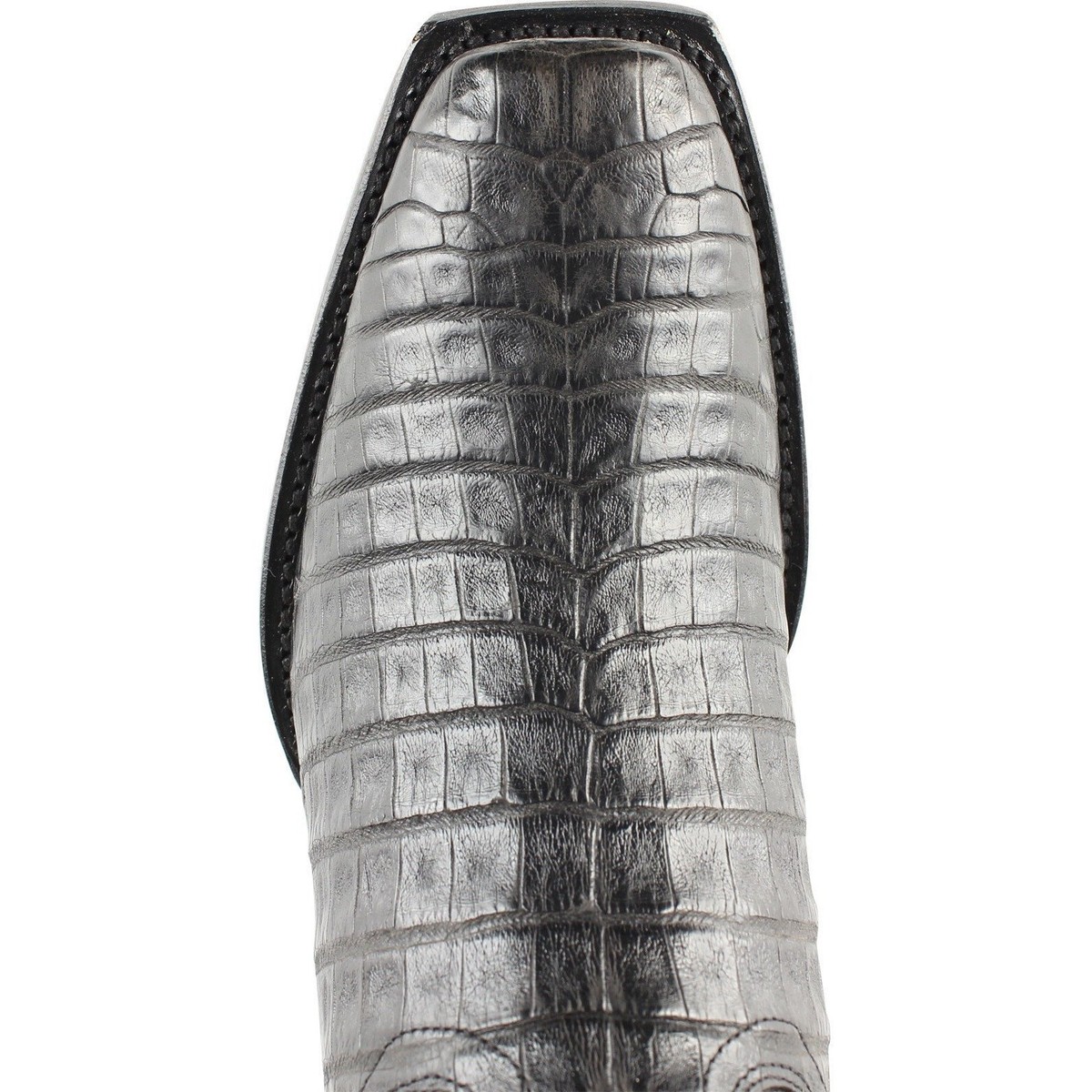 LOS ALTOS BLACK GENUINE CROCODILE CAIMAN SQUARE 7 TOE WESTERN BOOT