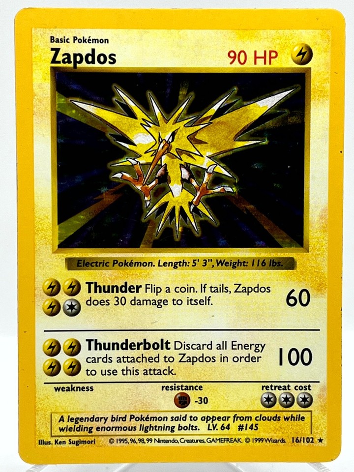 ZAPDOS SHADOWLESS 16/102 サンダー 英語版 Zapdos 016/102 Base Set (Shadowless) for sale | eBay