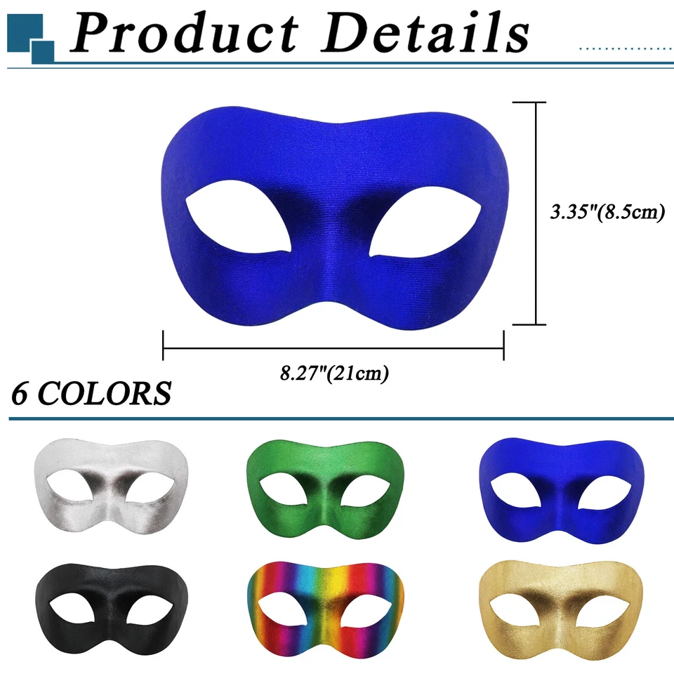 6pcs Masquerade Venetian Masks for Men Women Prom Party Mardi Gras Carnival Mask - Image 2 of 4